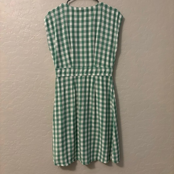 Ann Taylor LOFT Green Gingham Button Dress 4 Checkered Cottagecore Prairie - Picture 7 of 9
